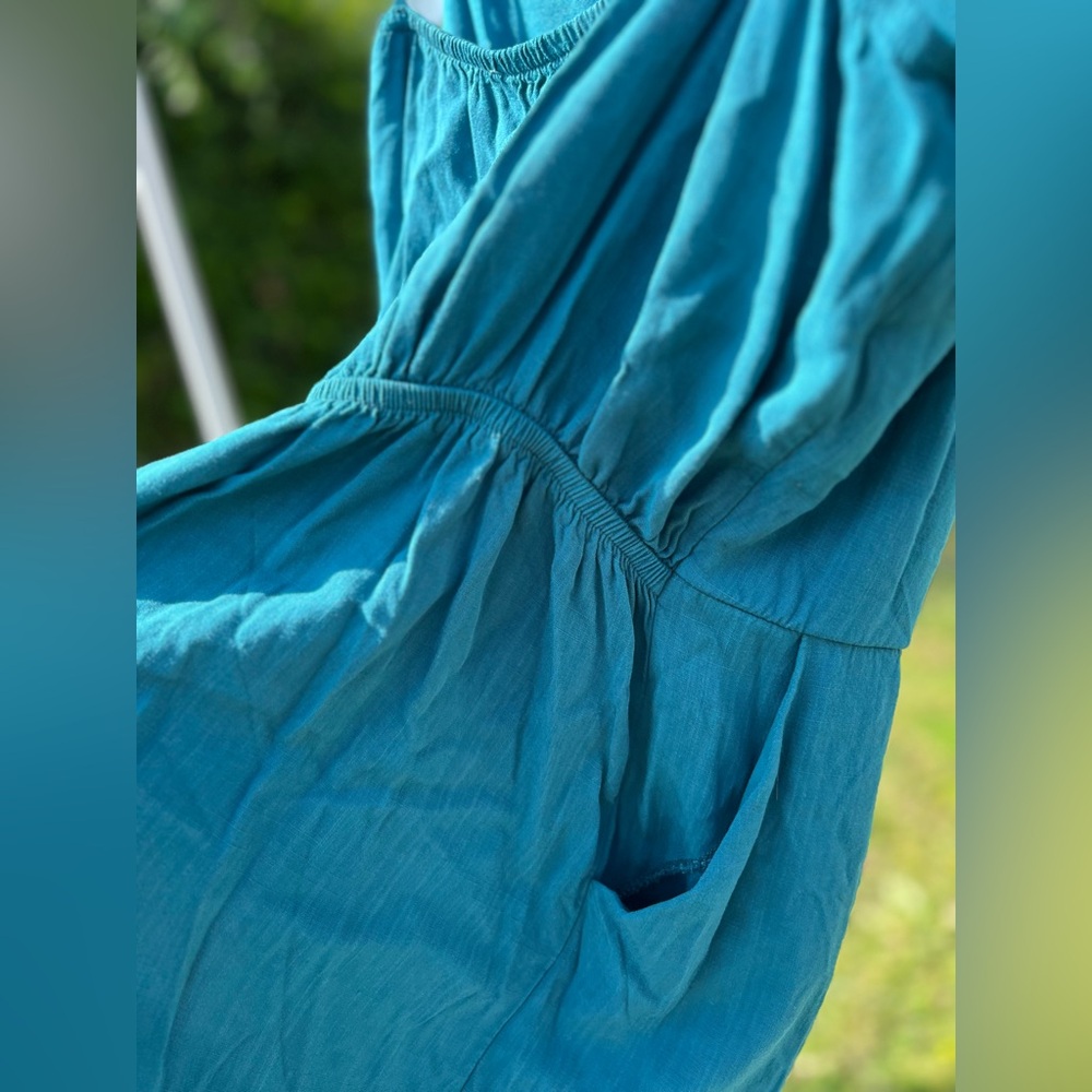 one clothing Teal Wrap-Style Spaghetti Strap romper jumpsuit shorts - Picture 6 of 7